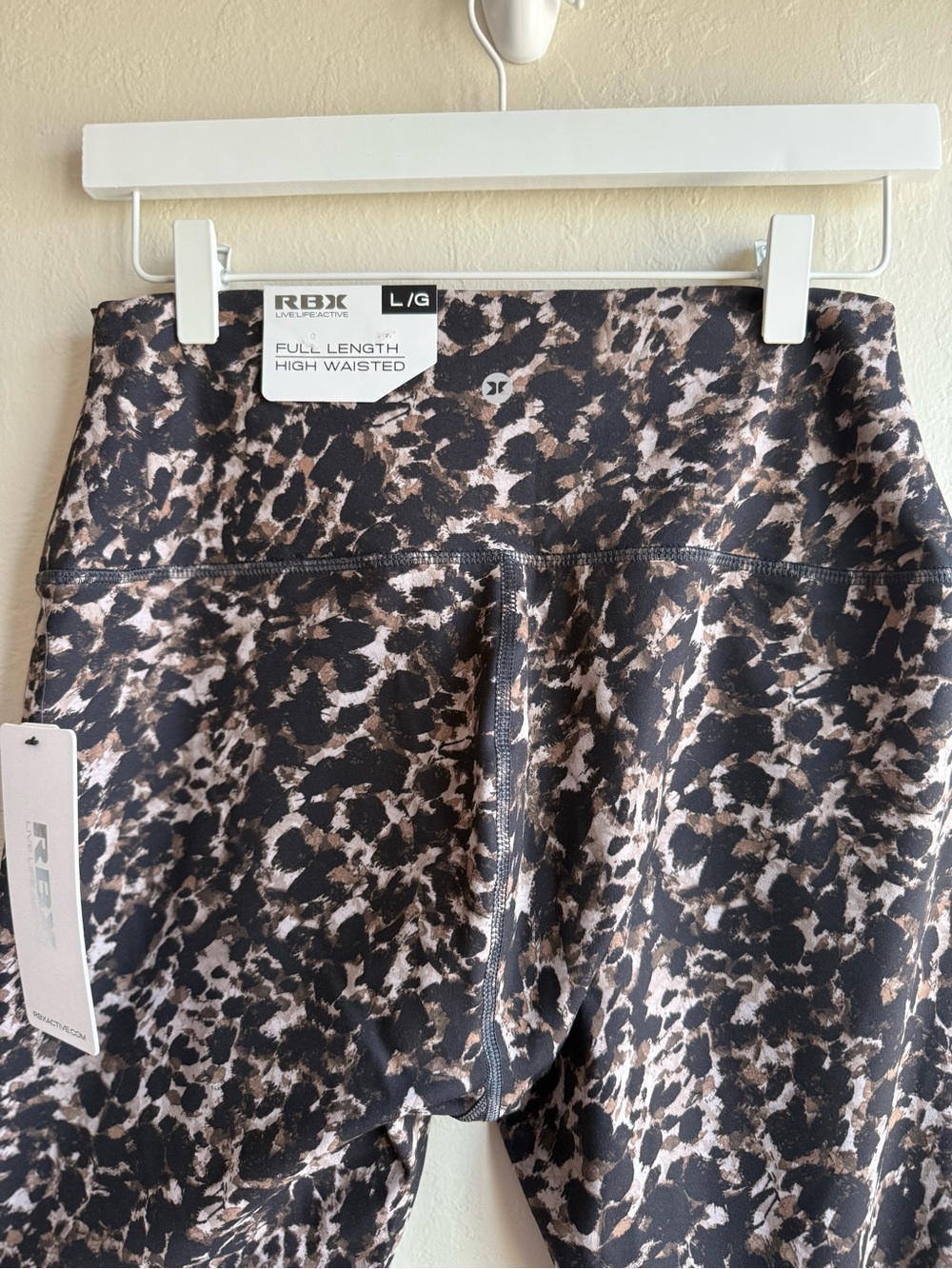 RBX Animal Print High-Waist Leggings in Black & Brown